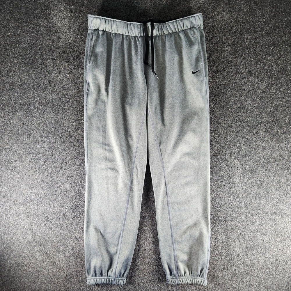 Nike Therma-FIT Mens Gray Fleece Jogger Sweatpants Just Do It Ankle Zip‎ Size L